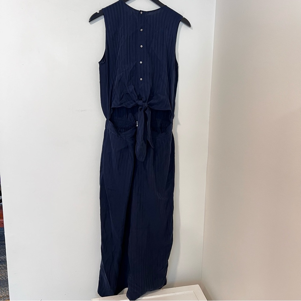 Club Monaco navy stripe Sleeveless Jumpsuit with midriff tie
